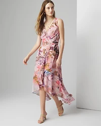 V-Neck Ruffle Wrap Dress