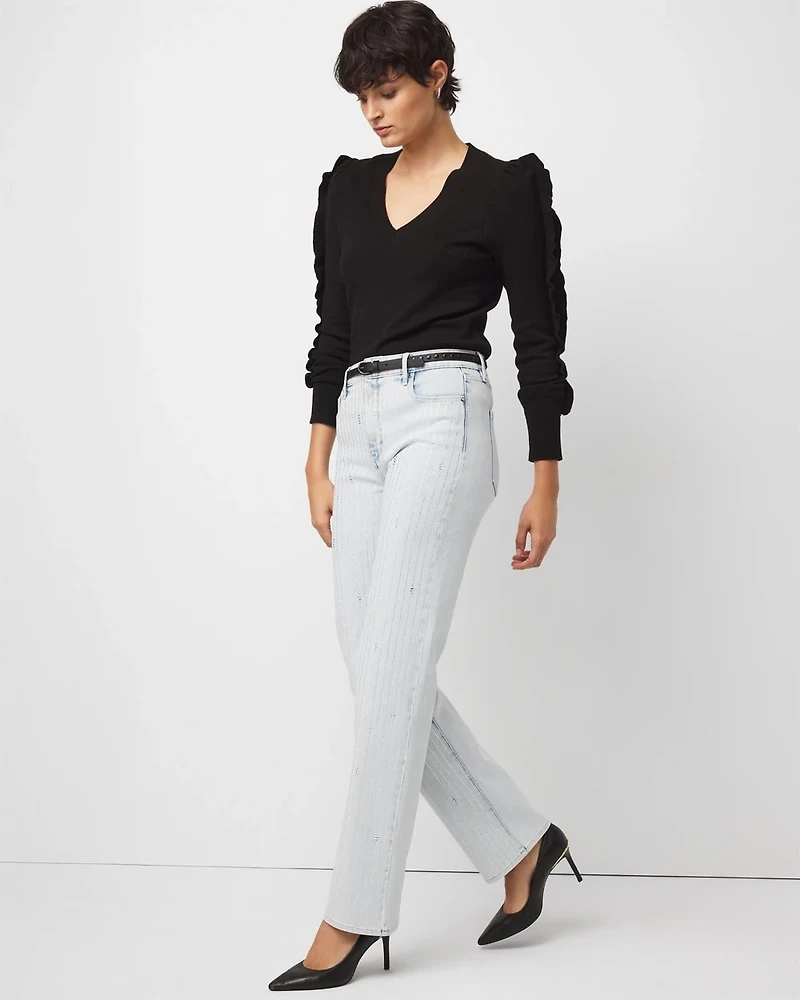 Rhinestone Pinstripe Extra High Rise Straight Jean