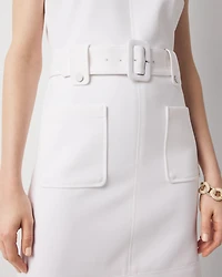 Petite Belted Ponte Shirt Dress