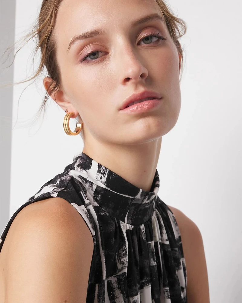 Sleeveless Matte Jersey Mockneck Top