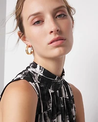 Sleeveless Matte Jersey Mockneck Top