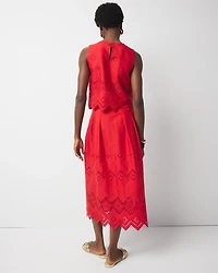 Poplin Eyelet A-Line Skirt