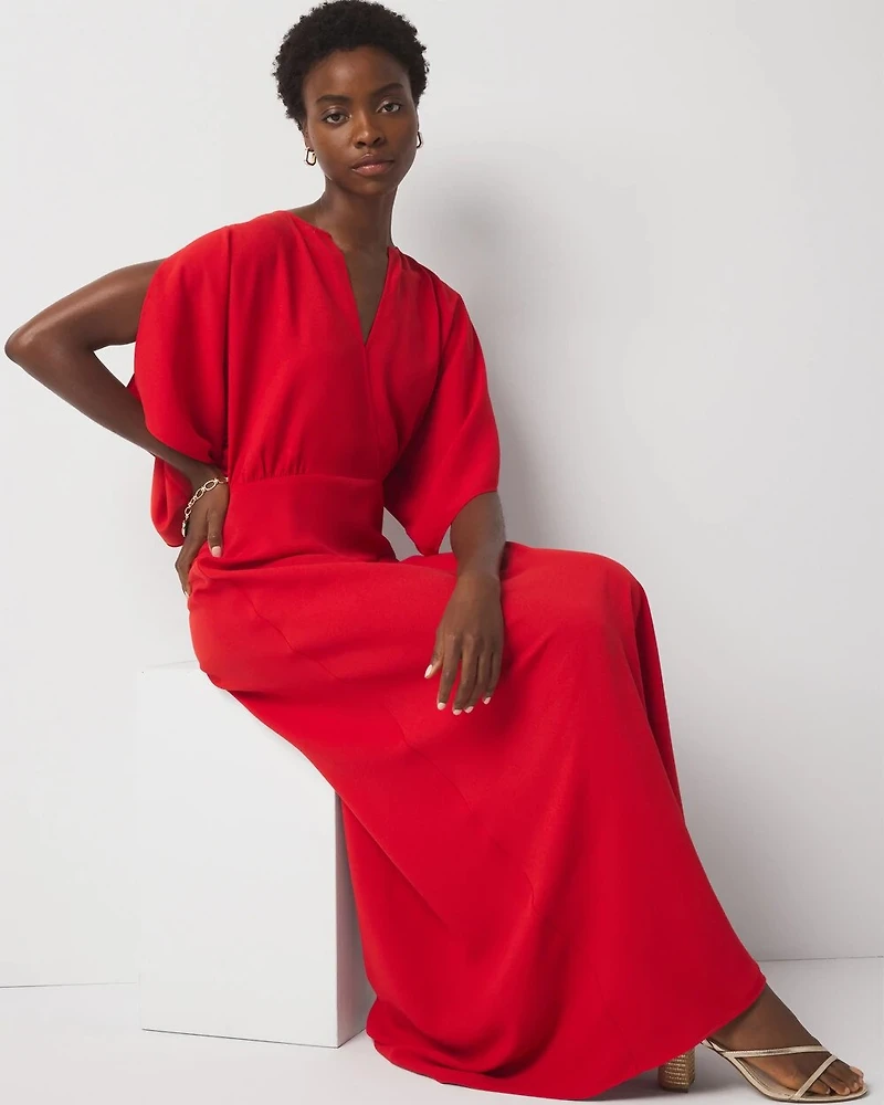 Petite Kimono Sleeve Crepe Gown