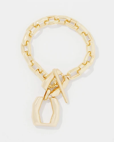 Gold Double Links Toggle Bracelet