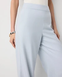Petite Crosshatch Flat-Front Wide Leg Pants