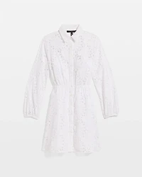Eyelet Long Sleeve Cotton Dress
