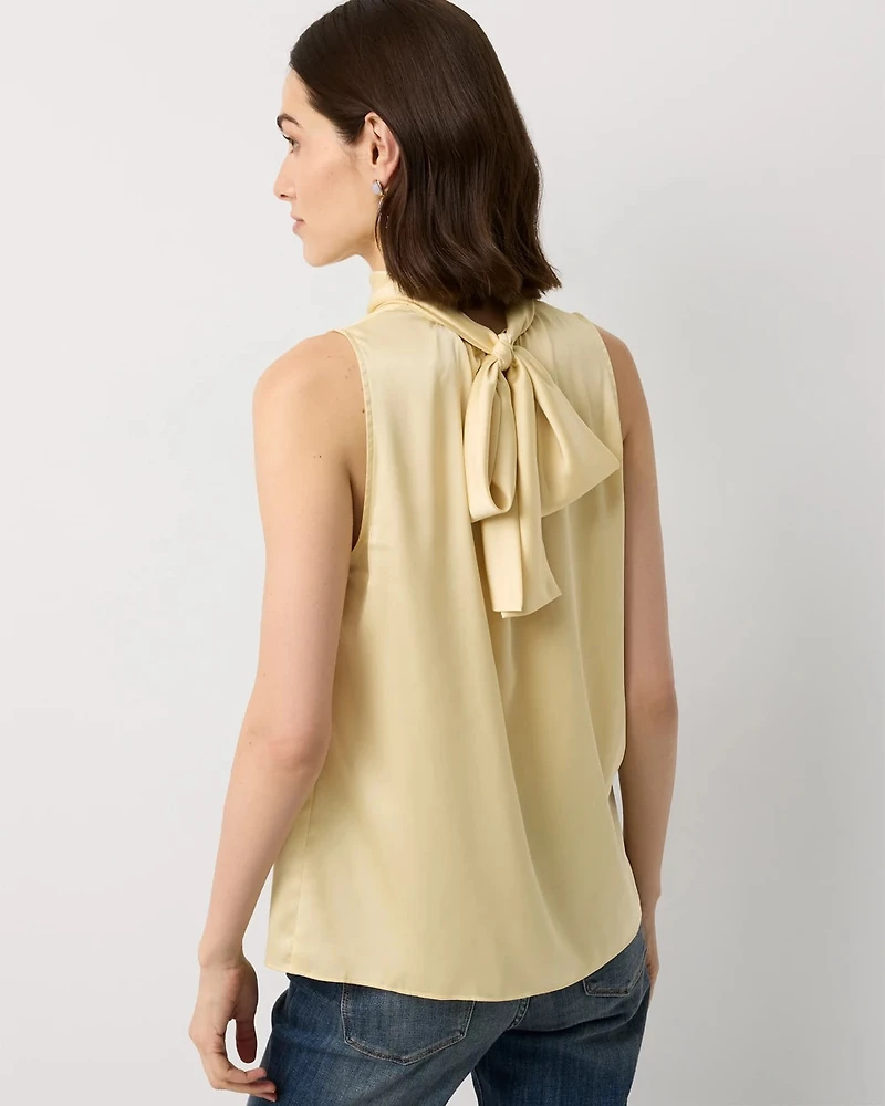 Bow Back Satin Halter Blouse