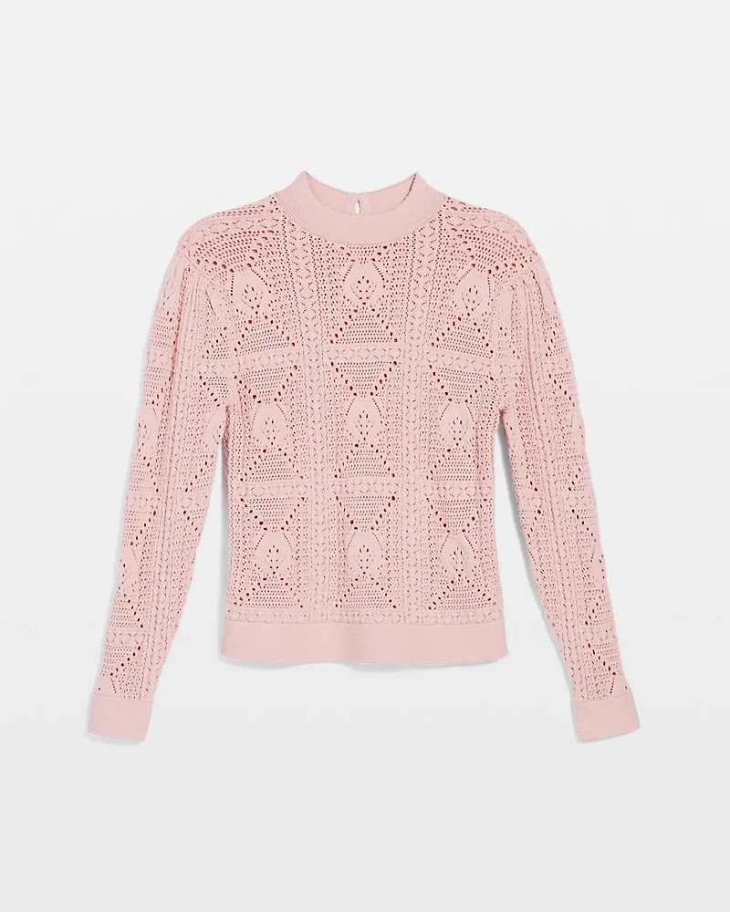 Mock Neck Pointelle Sweater