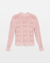 Mock Neck Pointelle Sweater