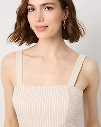 Striped Strapless Midi Dress