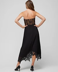Strapless Lace Bustier Midi Dress