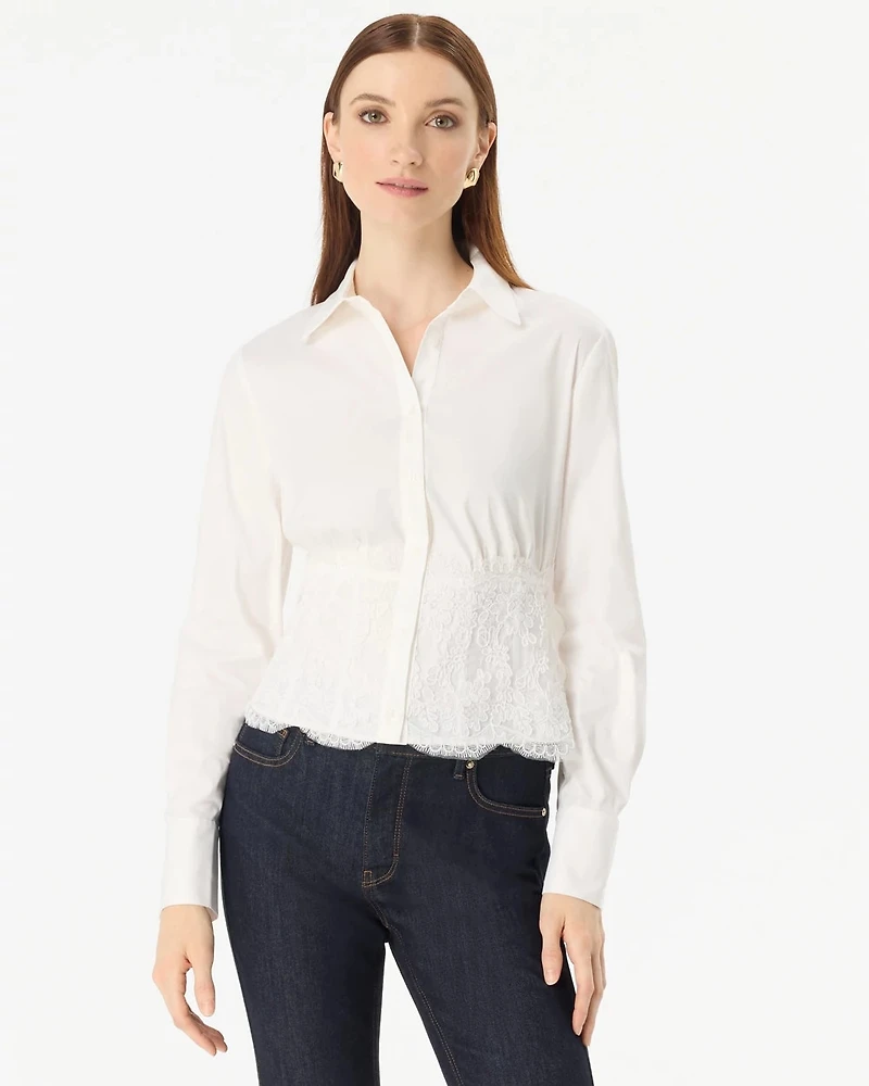 Lace Corset Poplin Shirt