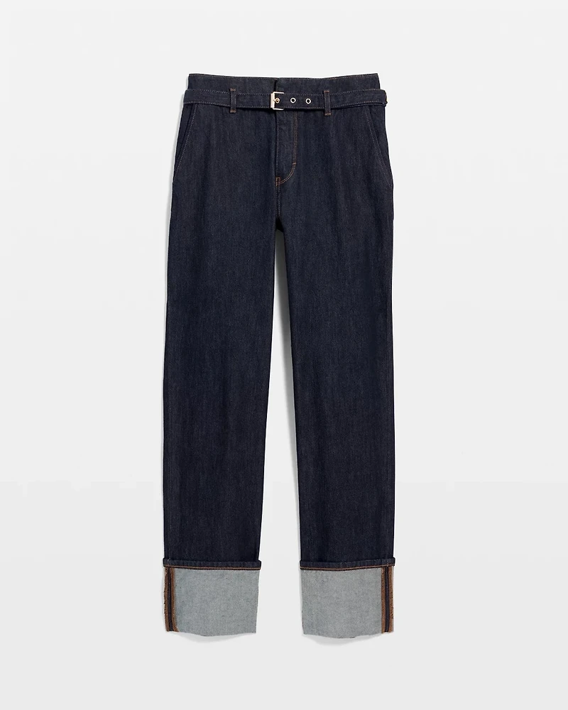 Cuffed High-Rise Straight Ankle Jean