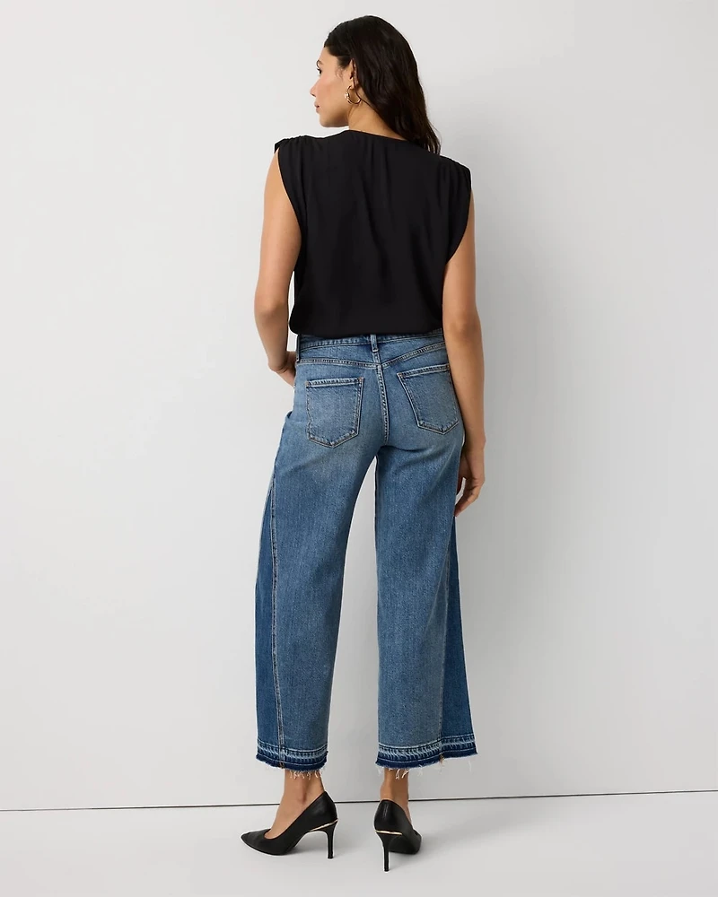 Raw Hem High Rise Wide Leg Jean