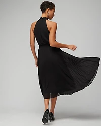 Pleated Halter Midi Dress