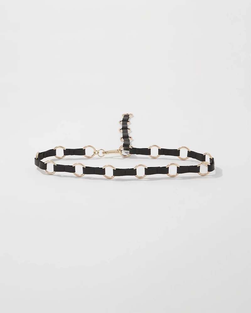 Faux Leather Adjustable Chain Belt