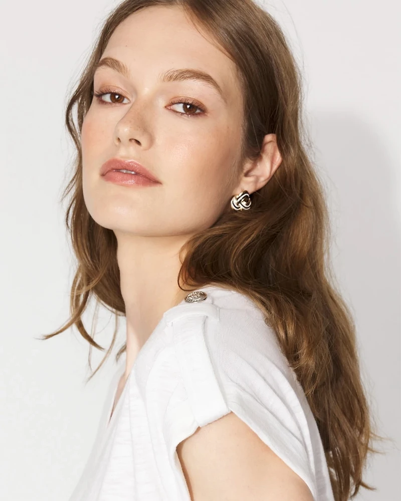 V-Neck Tee with Epaulets