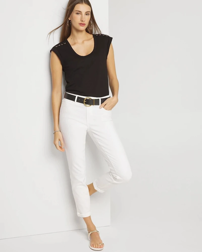 Lace-Up Shoulder Scoop Tee