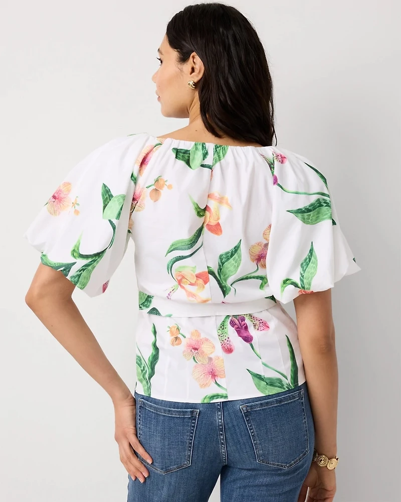 Puff Sleeve Poplin Blouse