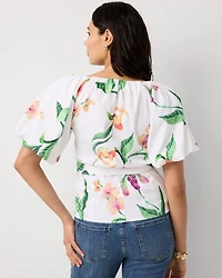 Puff Sleeve Poplin Blouse