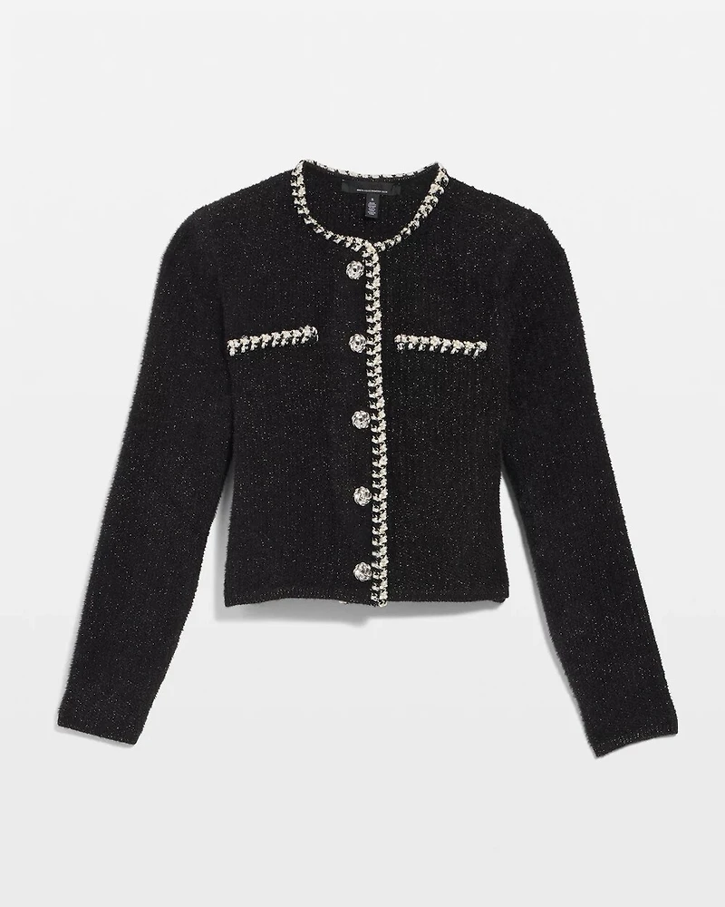 Black and White Tweed Sweater Jacket