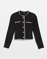 Black and White Tweed Sweater Jacket