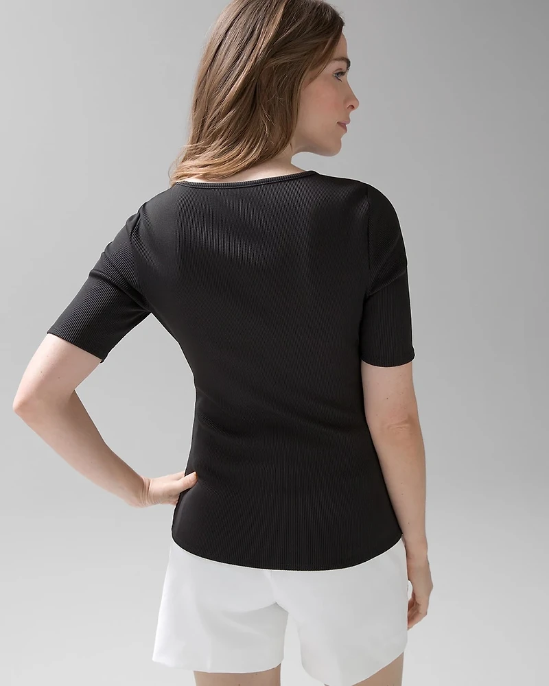 WHBM® FORME Rib Short-Sleeve Top