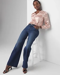 Long Sleeve Silk Burnout Blouse