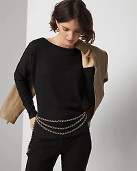Long Sleeve Knit Top with Cutout Back