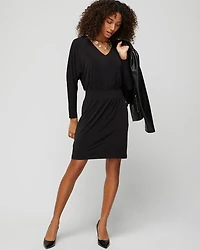 Long Sleeve Smocked Matte Jersey Dolman Dress