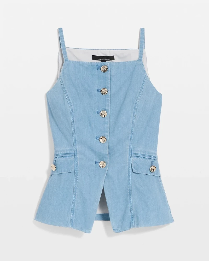 Featherweight Denim Longline Vest