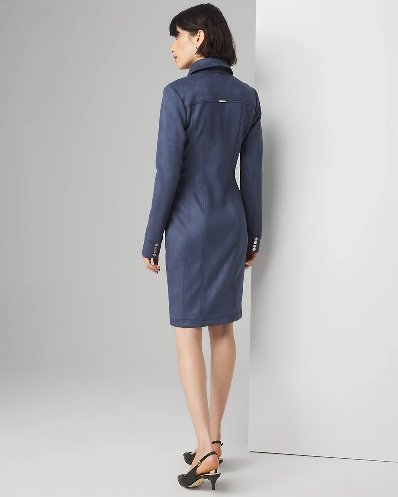 Long Sleeve Faux Suede Shacket Dress