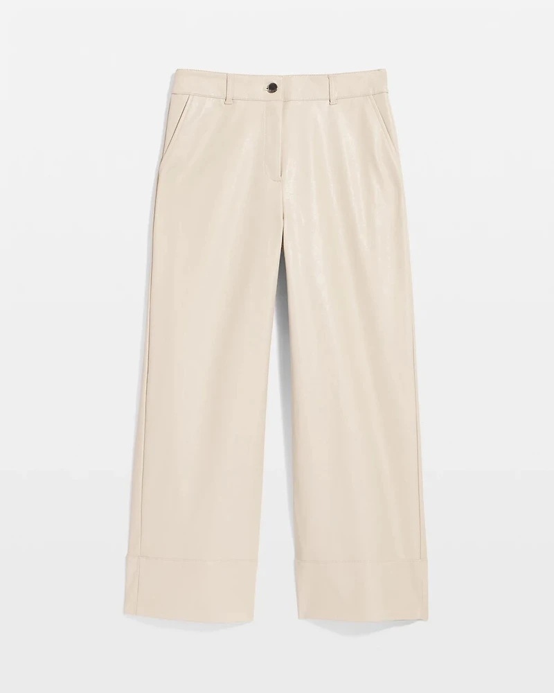 Faux Leather Wide Leg Crop Pant