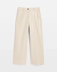 Faux Leather Wide Leg Crop Pant