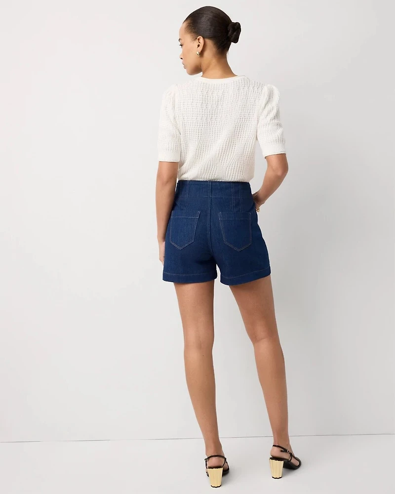 Braid Detail Extra High Rise Denim Short