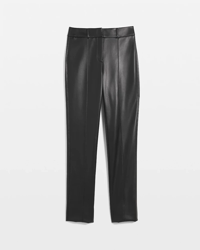 High-Rise Slim Faux Leather Trousers