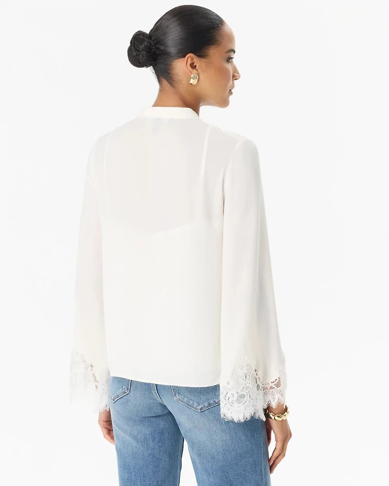 Lace Detail Crepe Shirt