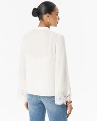 Lace Detail Crepe Shirt