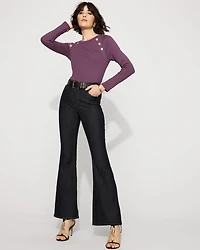WHBM FORME™ Ribbed Stretch Button Long-Sleeve Tee