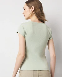 WHBMFORME™ Ribbed Stretch Scoop Neck Tee