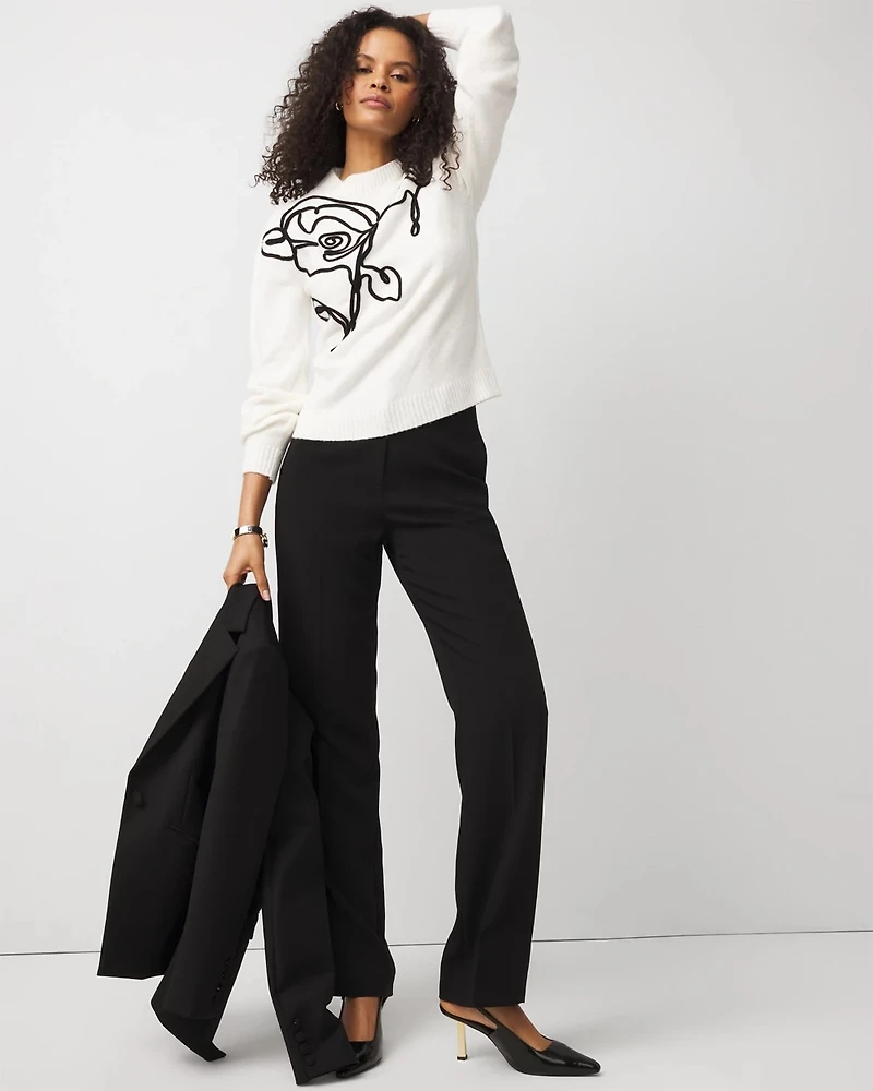 Floral Applique Pullover Sweater