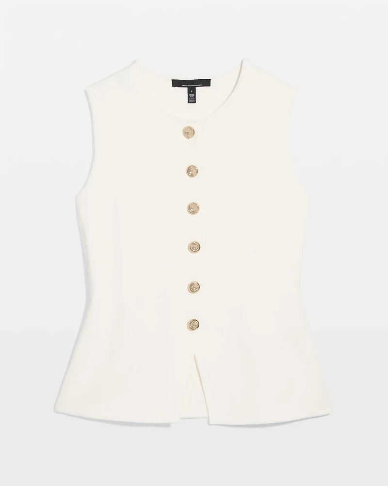 Button Front Longline Sweater Vest