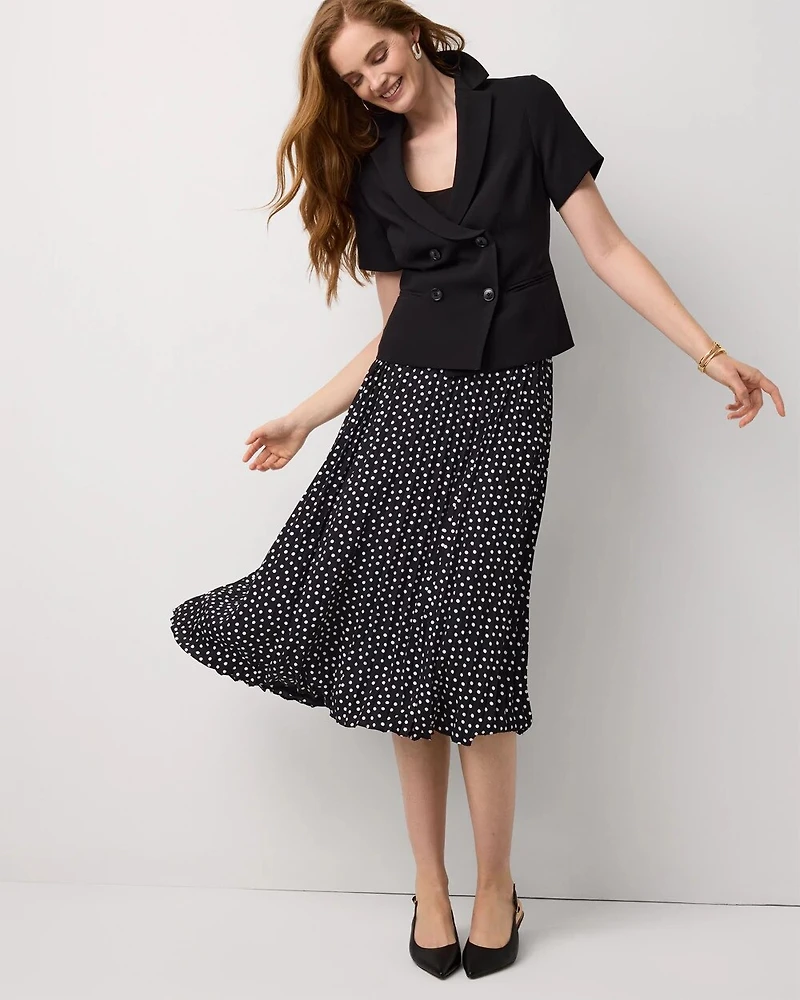 Pleated Crepe Midi Skirt