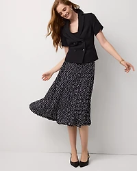 Pleated Crepe Midi Skirt