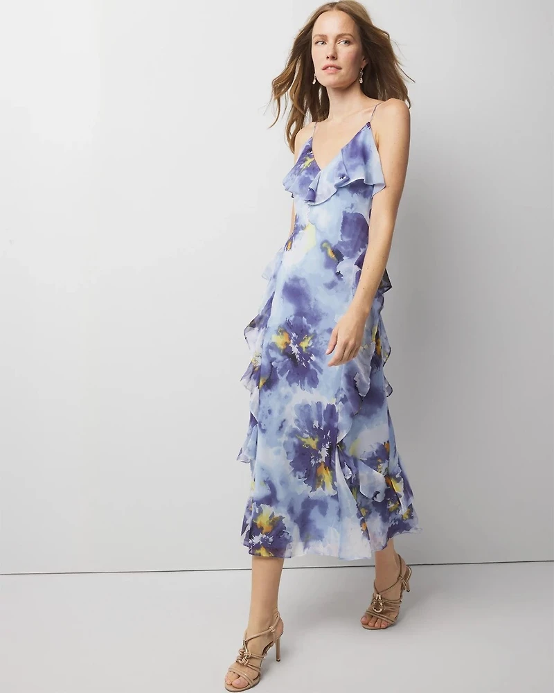 Petite Chiffon Ruffle Slip Dress