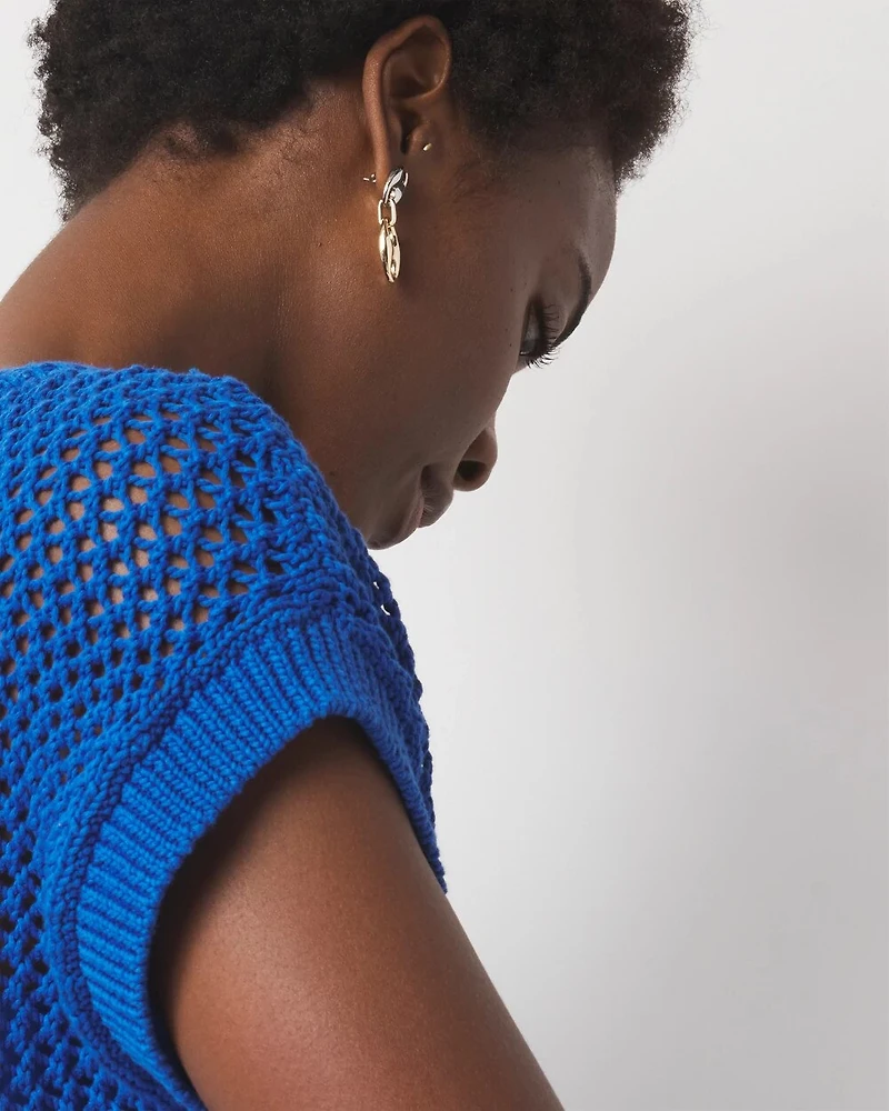 Open Stitch Banded Bottom Sweater