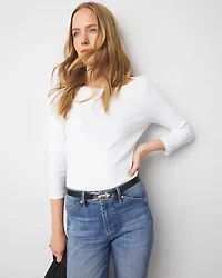 WHBM FORME™  Ribbed Stretch Boatneck Top