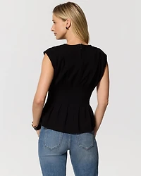 Ponte Peplum V-neck Top