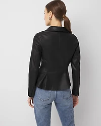 Peplum Coated Denim Jacket