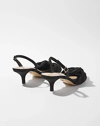 Bow Front Kitten Heel Slingbacks